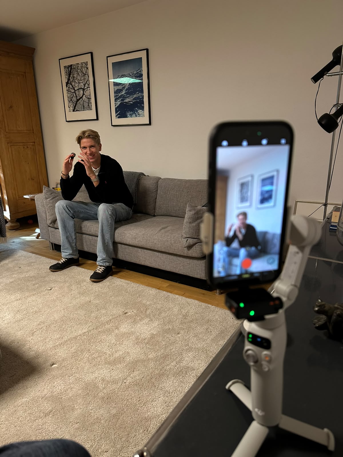 Aufnahme im Wohnzimmer-Setup